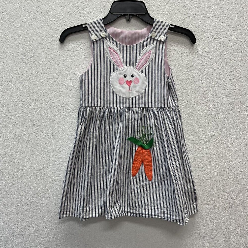 Handmade Easter Jumper Hand Painted Bunny Made in USA Girls Sz 4